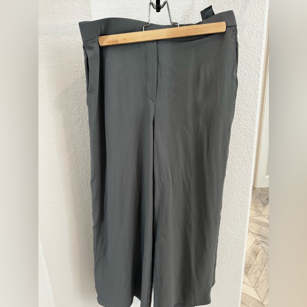 Grey-blue Crepe crop theory pants, workwear
